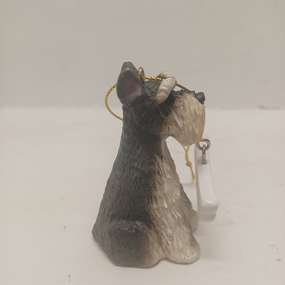 Schnauzer Dog Ornament with Dangling Bone Christmas Tree Decoration - Picture 4 of 9